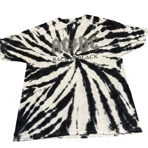 Merch Traffic AC/DC Back in Black Tie Dye Graphic Tee Shirt Size Large New